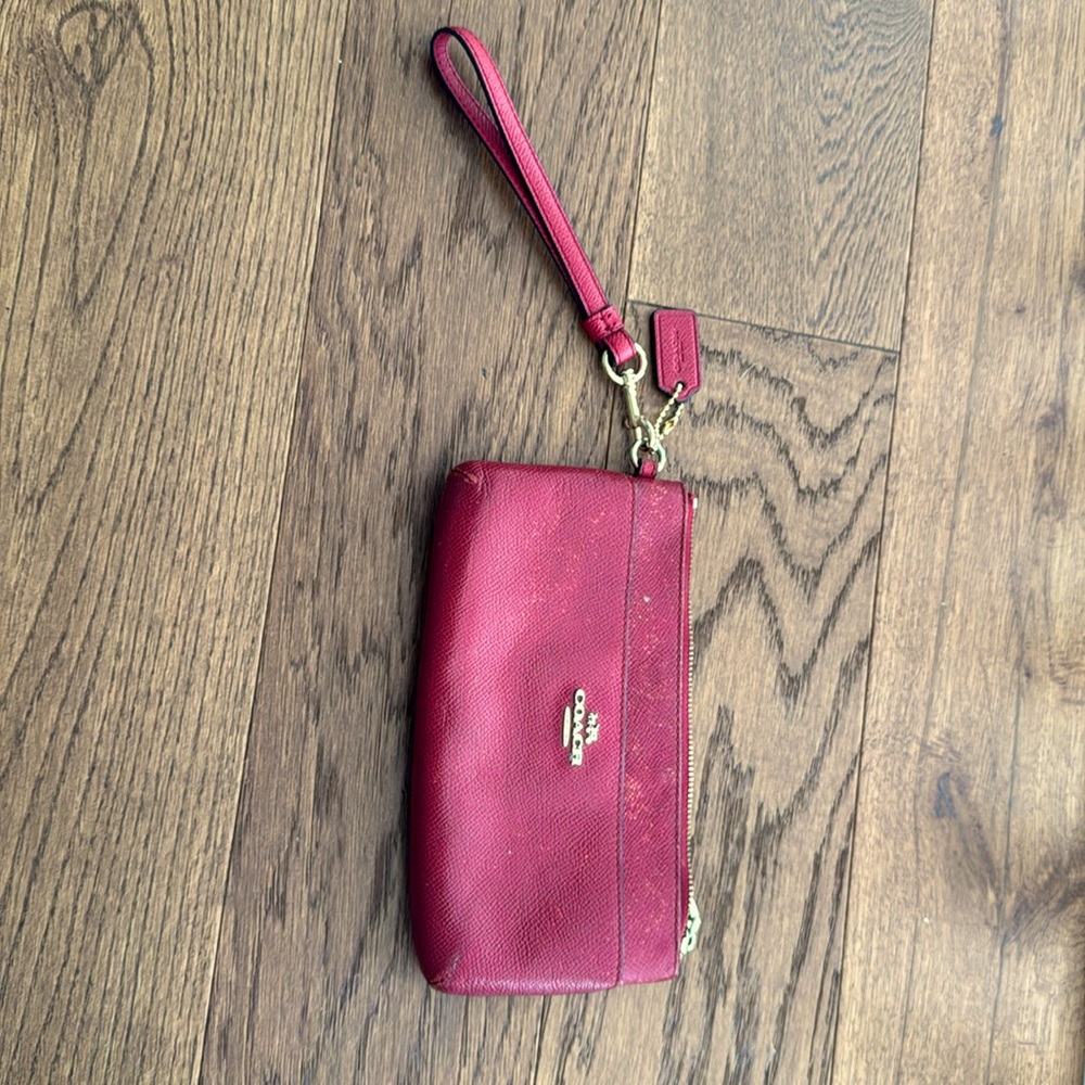 Red Coach Wristlet Wallet